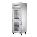 True STR1R-2HG-HC - Refrigerator, one-section, (2) glass half doors, stainless steel front & sides